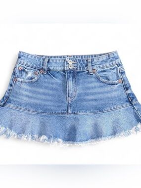 American Eagle Medium Wash Micro Mini Jean Skirt Size 0